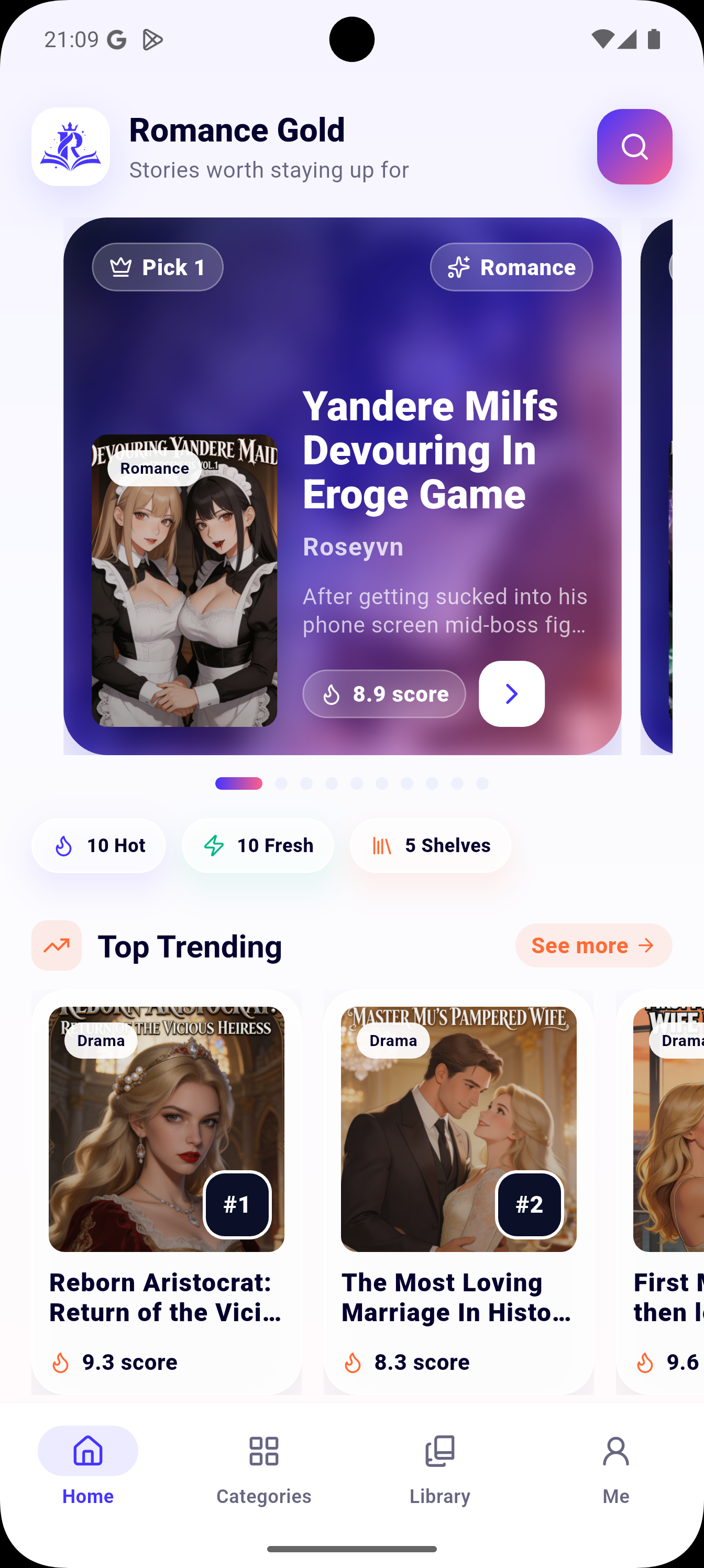 Romance Gold app screenshot